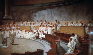 The Roman senate in session.